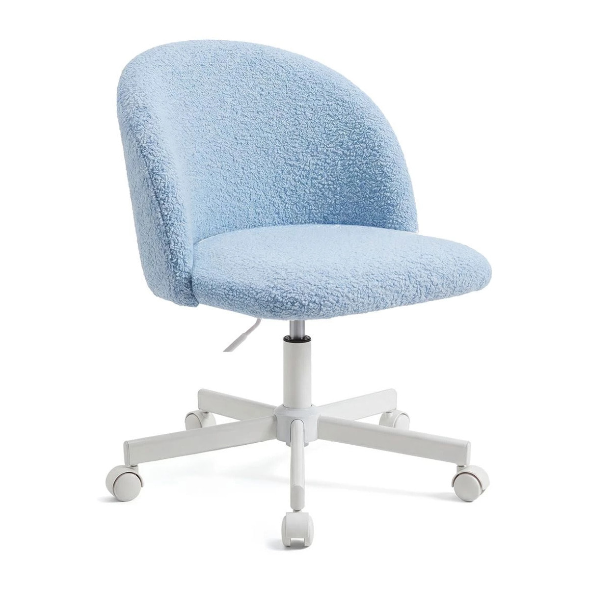 Silla de escritorio tapizada en borreguito azul claro 76-89,5 cm Candy Azul Claro