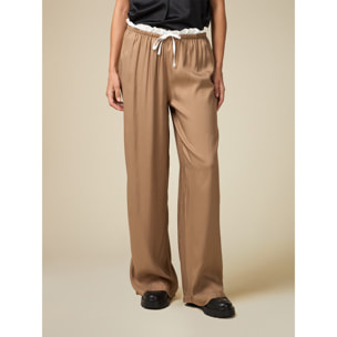 Oltre - Viscose palazzo trousers - Beige