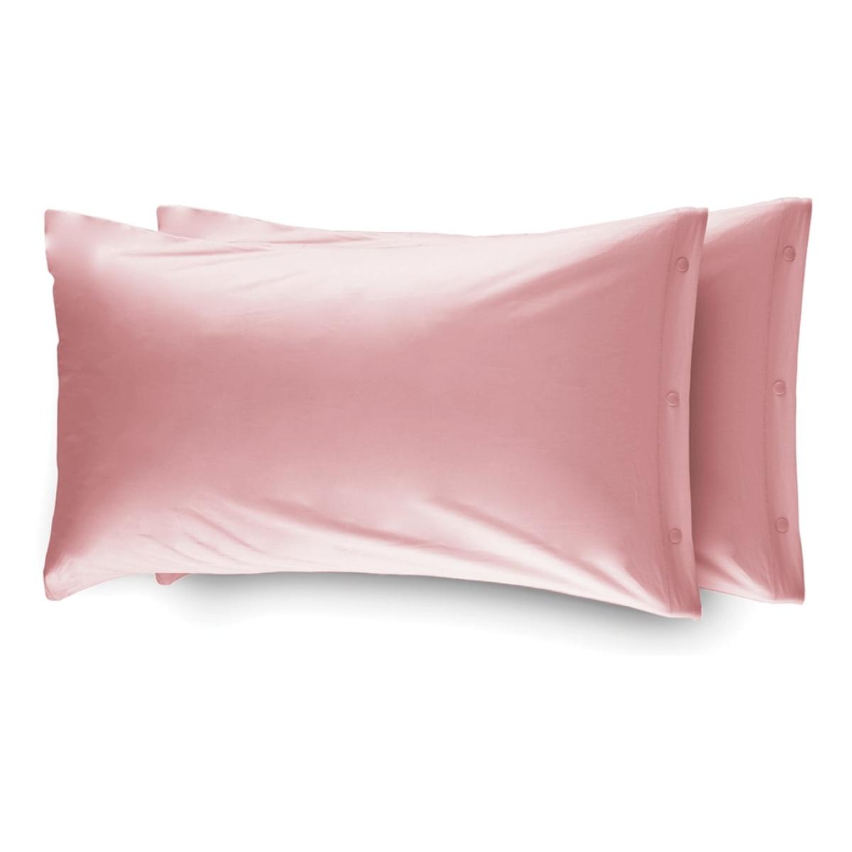 Coppia Federe Letto 100% Cotone Tinta Unita Rosa