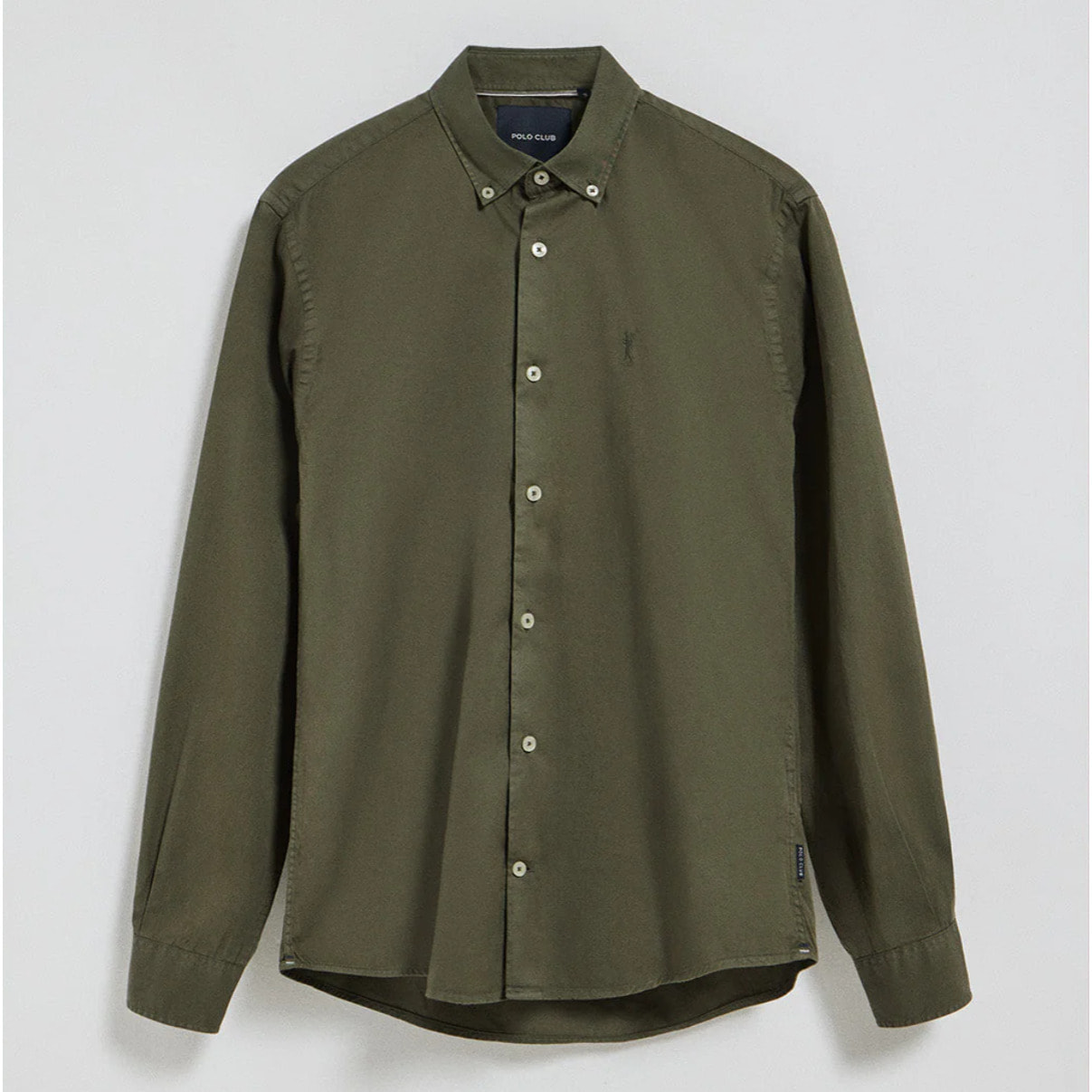 Camicia Princeton in twill verde kaki con logo Rigby Go