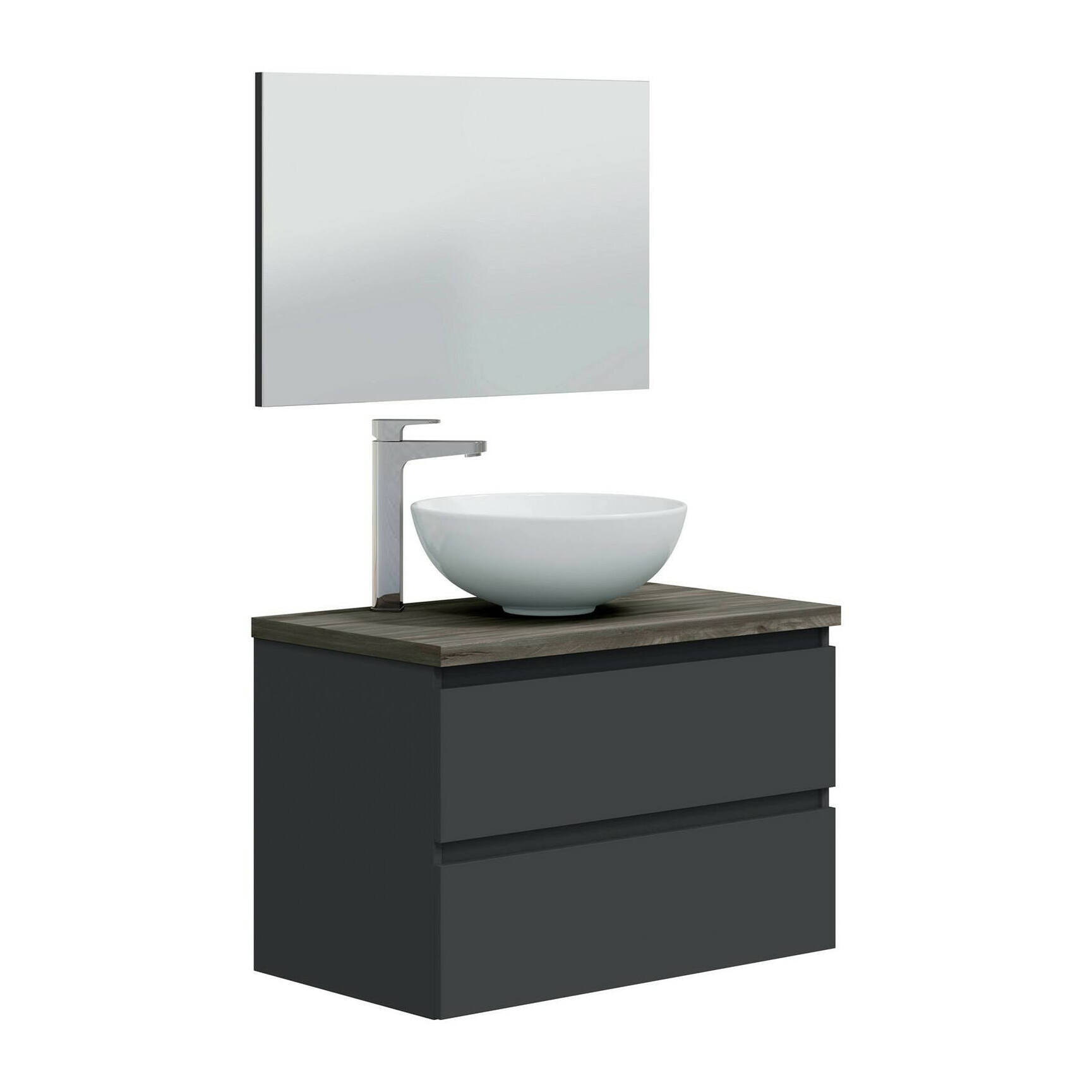 Mobile sottolavabo Alakdan, Mobiletto da bagno, Contenitore porta lavabo, Armadio per lavandino, 79x46 h53 cm, Antracite e Olmo