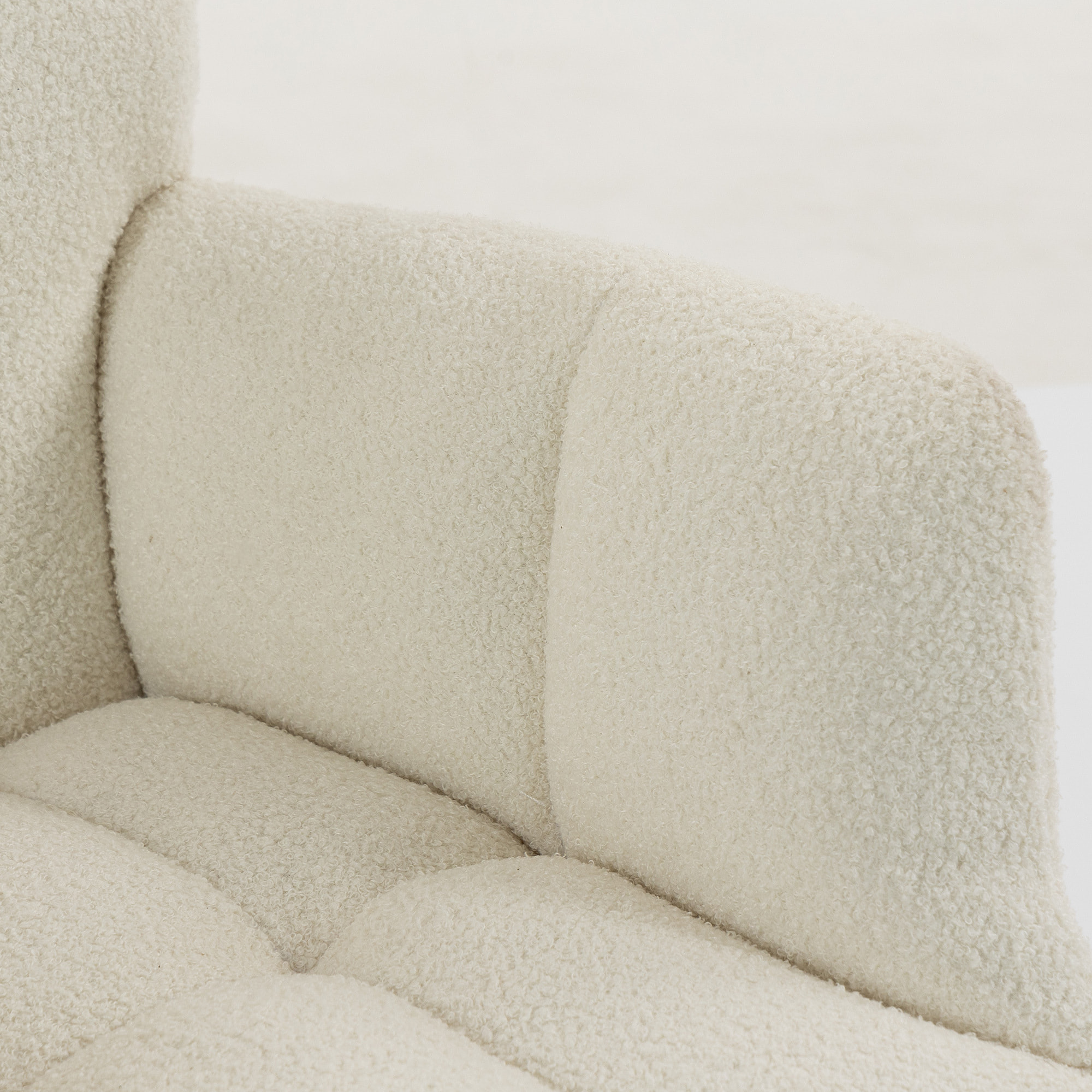Fauteuil avec repose-pieds design bouclette crème noir