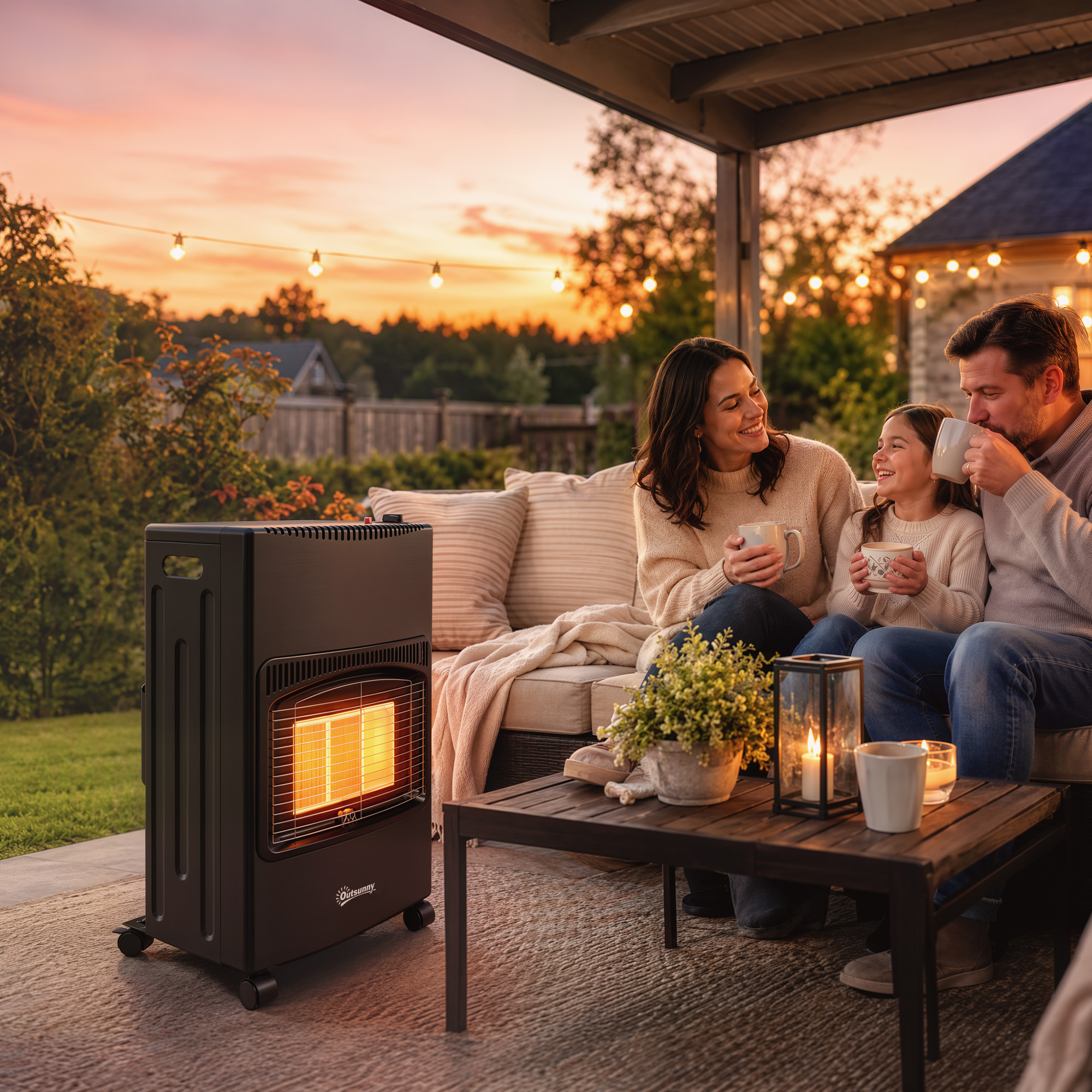 Chauffage au gaz 4200W infrarouge pliable 3 puissances système ODS noir