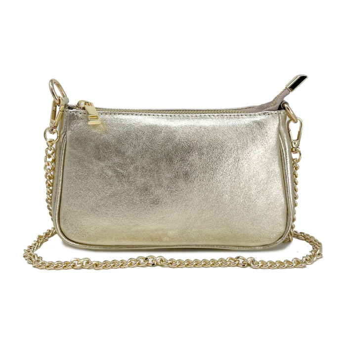 Chicca Borse - Tracollina Clutch Donna in Vera Pelle - Colore Oro