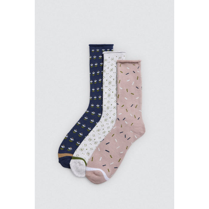 Confezione da 3 calzini termici stampati senza polsini