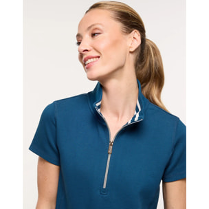 Vestido Corto de Punto Piqué Azul - Tanama