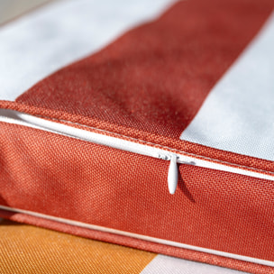 Galette de chaise imperméable déhoussable à rayures ARCACHON - Terracotta