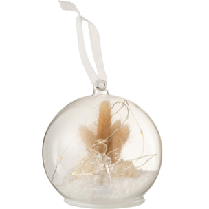 J-Line décoration boule de Noël Ange - verre - blanc - LED