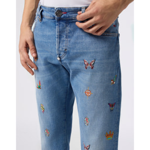 PHILIPP PLEIN Embroidered Super Straight Cut Jeans