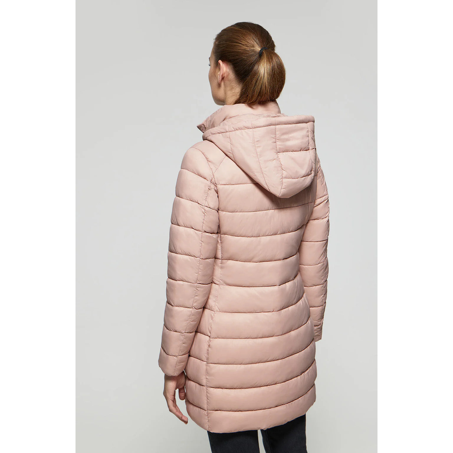 Cappotto ultraleggero rosa aderente con cappuccio o print Rigby Go