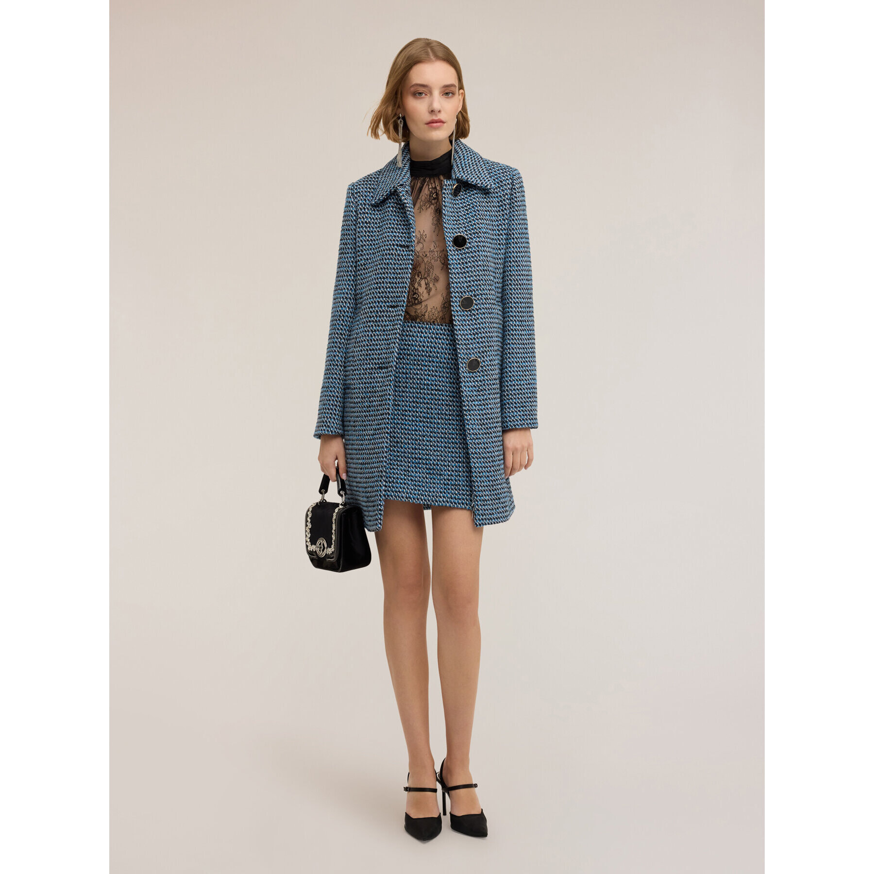 Motivi - Abrigo largo jacquard - Petrol Blue