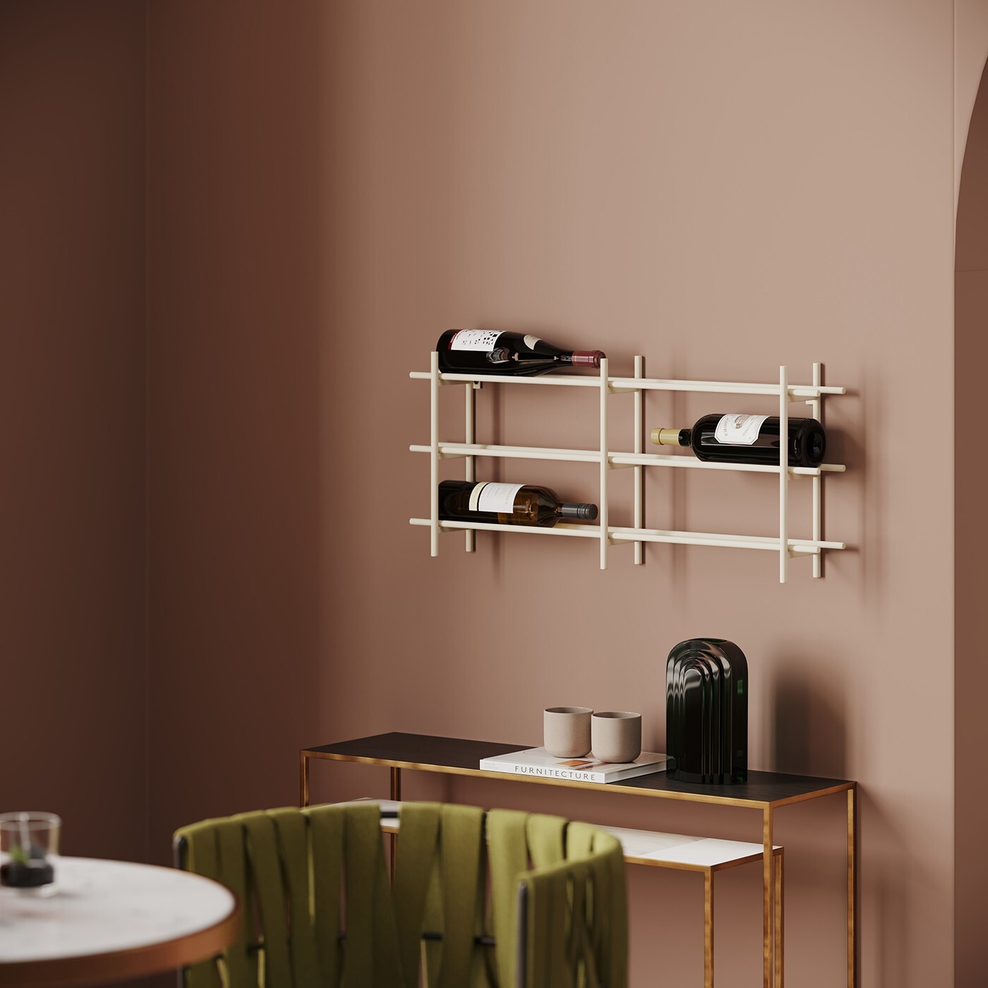 Porte-bouteilles mural Cape Town beige 34cm Kare Design