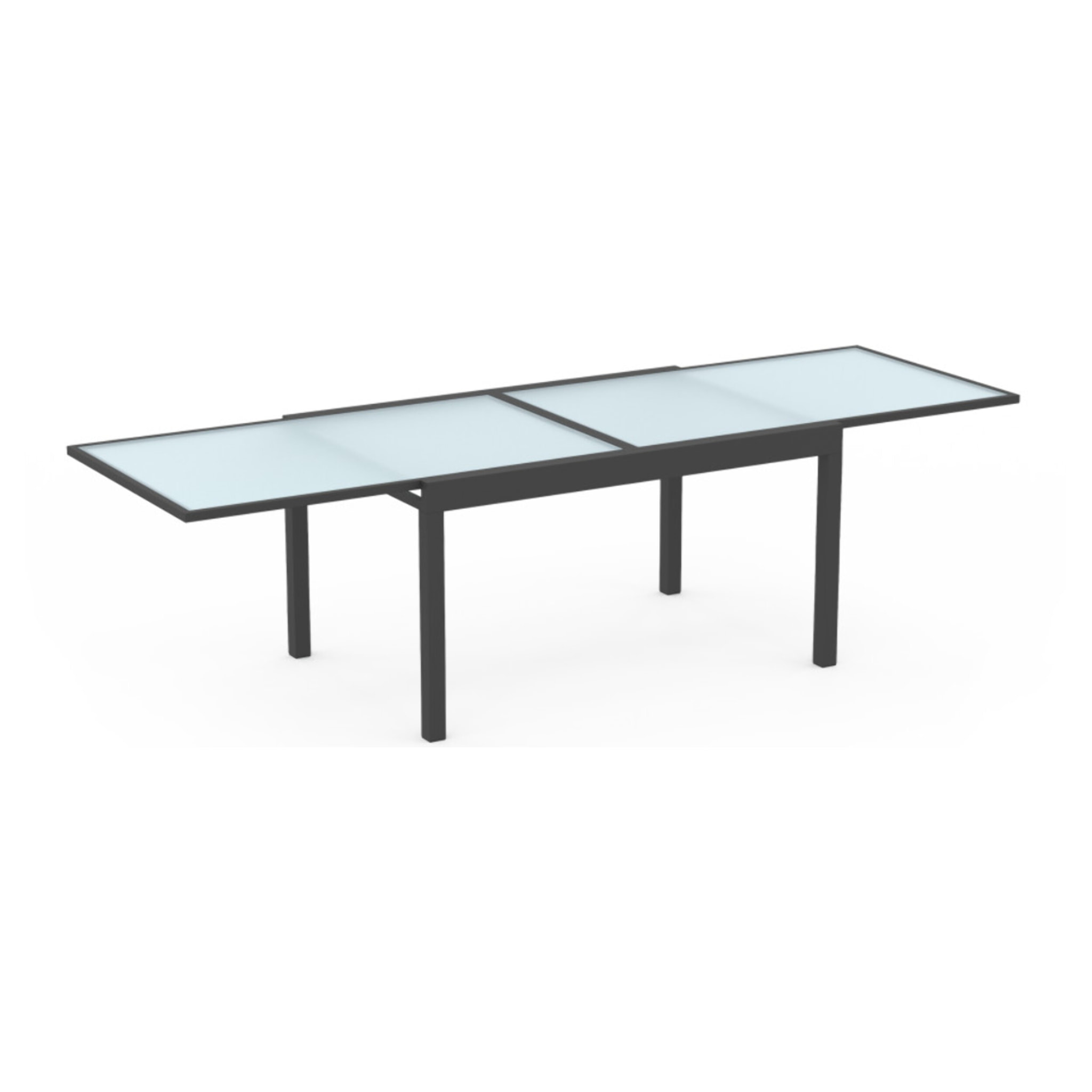Table de jardin extensible 135-270cm verre trempé