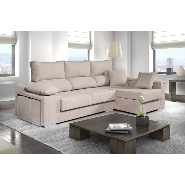 Sofá Chaiselongue Rubí de Tela Antimanchas Izquierda Color Beige