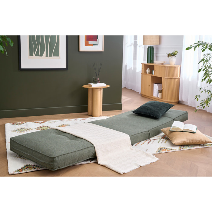 Chauffeuse 1 place convertible en tissu vert kaki SALLY