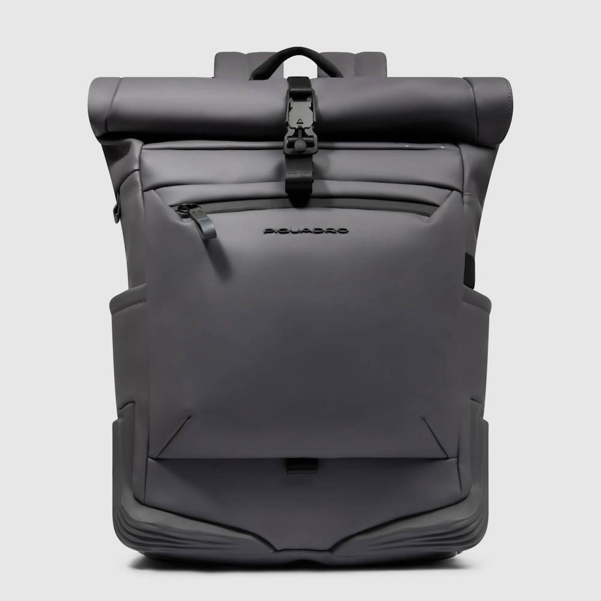 Piquadro Zaino roll-top per PC e iPad® con cinghia pettorale, agganci per lucchetto e luce portatile da bici