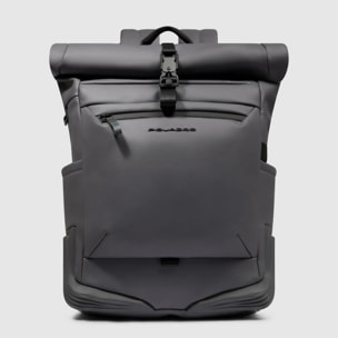 Piquadro Zaino roll-top per PC e iPad® con cinghia pettorale, agganci per lucchetto e luce portatile da bici