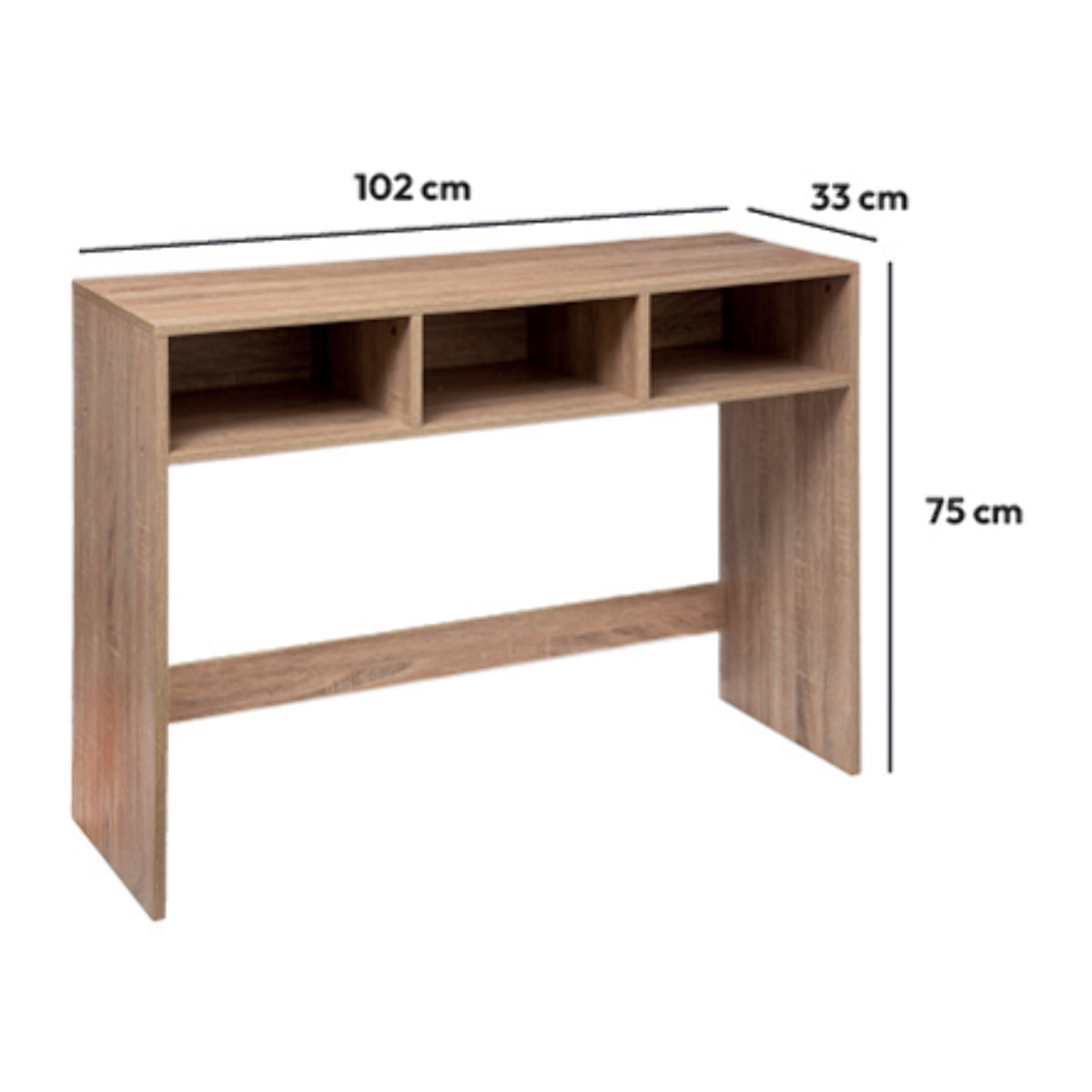 Console 3 cases Effet chêne naturel Mix N' Modul