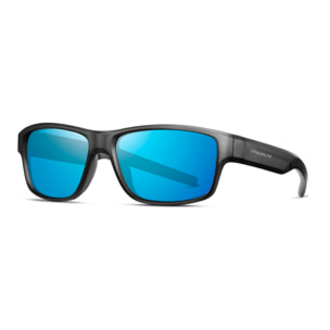 Gafas PALOALTO modelo SANDBOARD, en color Montura gris mate con lentes polarizadas Revo azules.