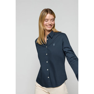 Camicia in popeline blu marino con logo Rigby Go