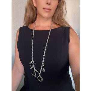 Collar largo MyLove plata 10µ y cristal SW en negro