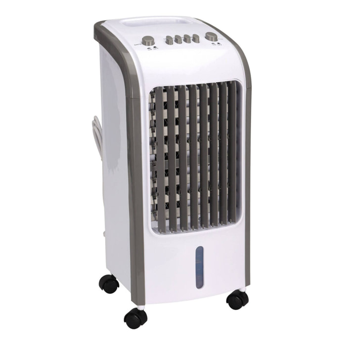 Well Home Aparato aire acondicionado 80W, 26x24x57cm, blanco/gris, depósito 3,5L, 3 velocidades, oscilación 360°