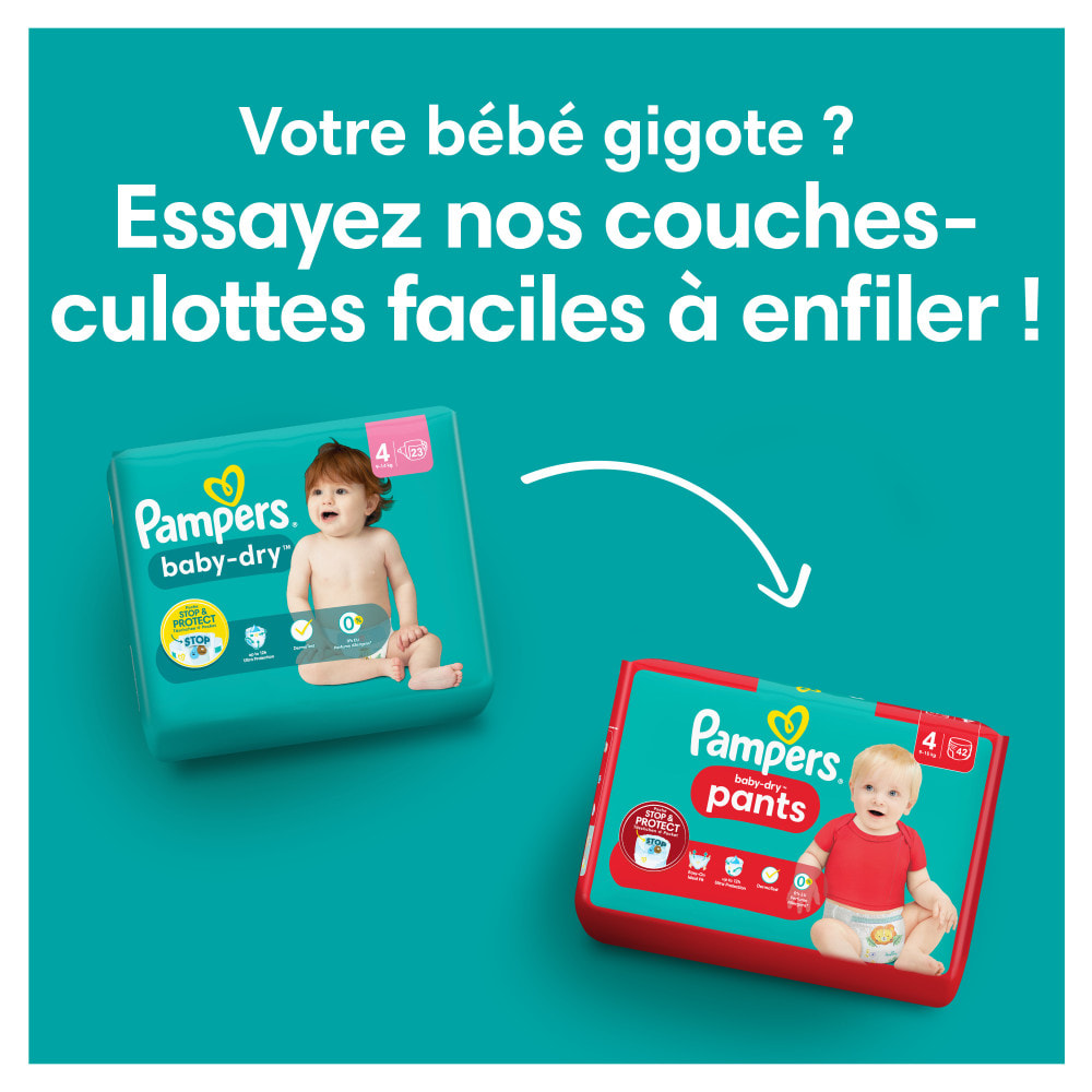 222 Couches Pampers Baby-Dry, Taille 3, 6-10 kg