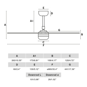 MINI PUNT S LED Ventilador de techo negro/nogal