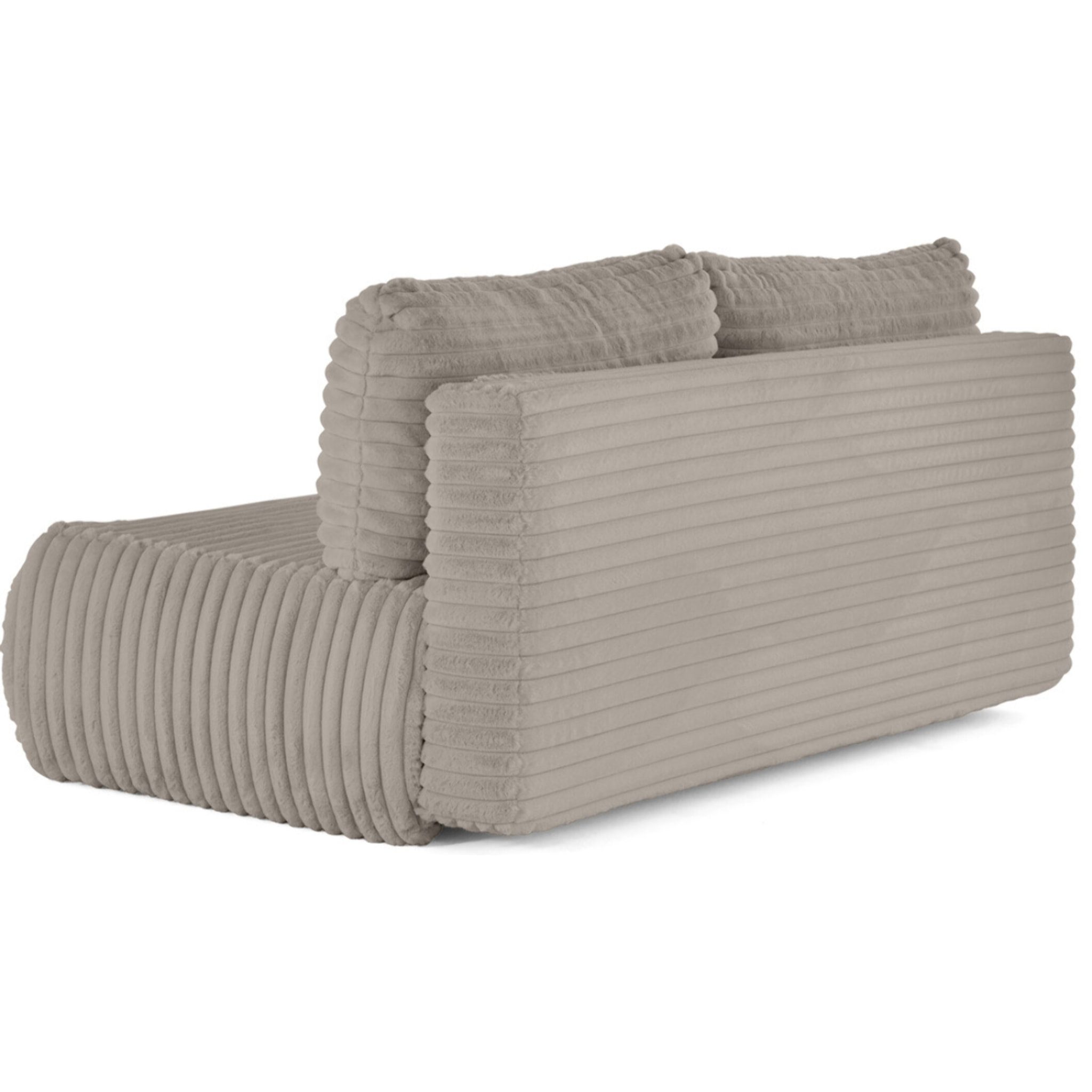 Marvin - canapé 3 places convertible et coffre en fausse fourrure côtelée avec 2 coussins boule inclus - Gris clair