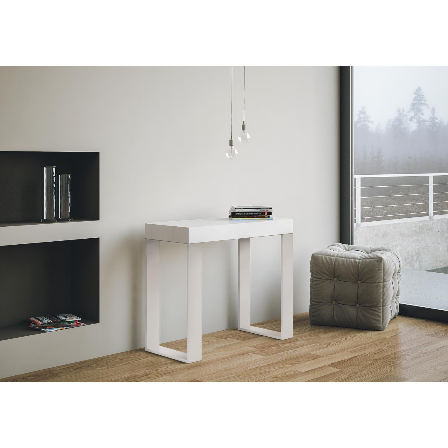 Consolle allungabile 90x40/196 cm Tecno Small Bianco Frassino telaio Bianco