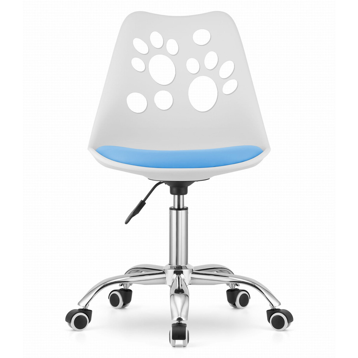 Sedia girevole PRINT bianco e blu con cuscino in ecopelle