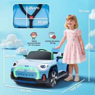 Coche Eléctrico para Niños de +3 Años, MINI Concept Aceman, Coche de Batería 12V, con Bluetooth, Mando a Distancia 2,4 G, Motor Doble, Suspensión Trasera, Faros, Música, USB, Azul
