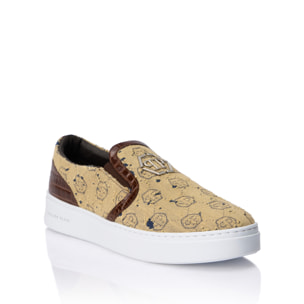 PHILIPP PLEIN Slip On Sneakers Denim Jacquard Monogram