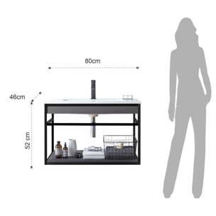 TOMASUCCI Meuble de salle de bain LOOM-B GRIS-NOIR 80