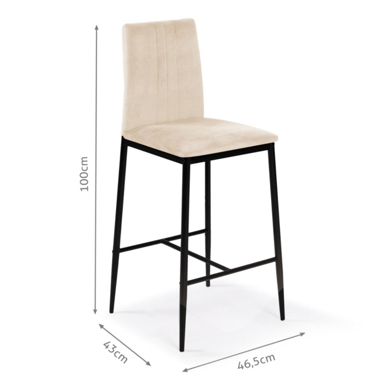 Tabourets de bar glam Jade en velours - Crème