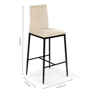 Tabourets de bar glam Jade en velours - Crème