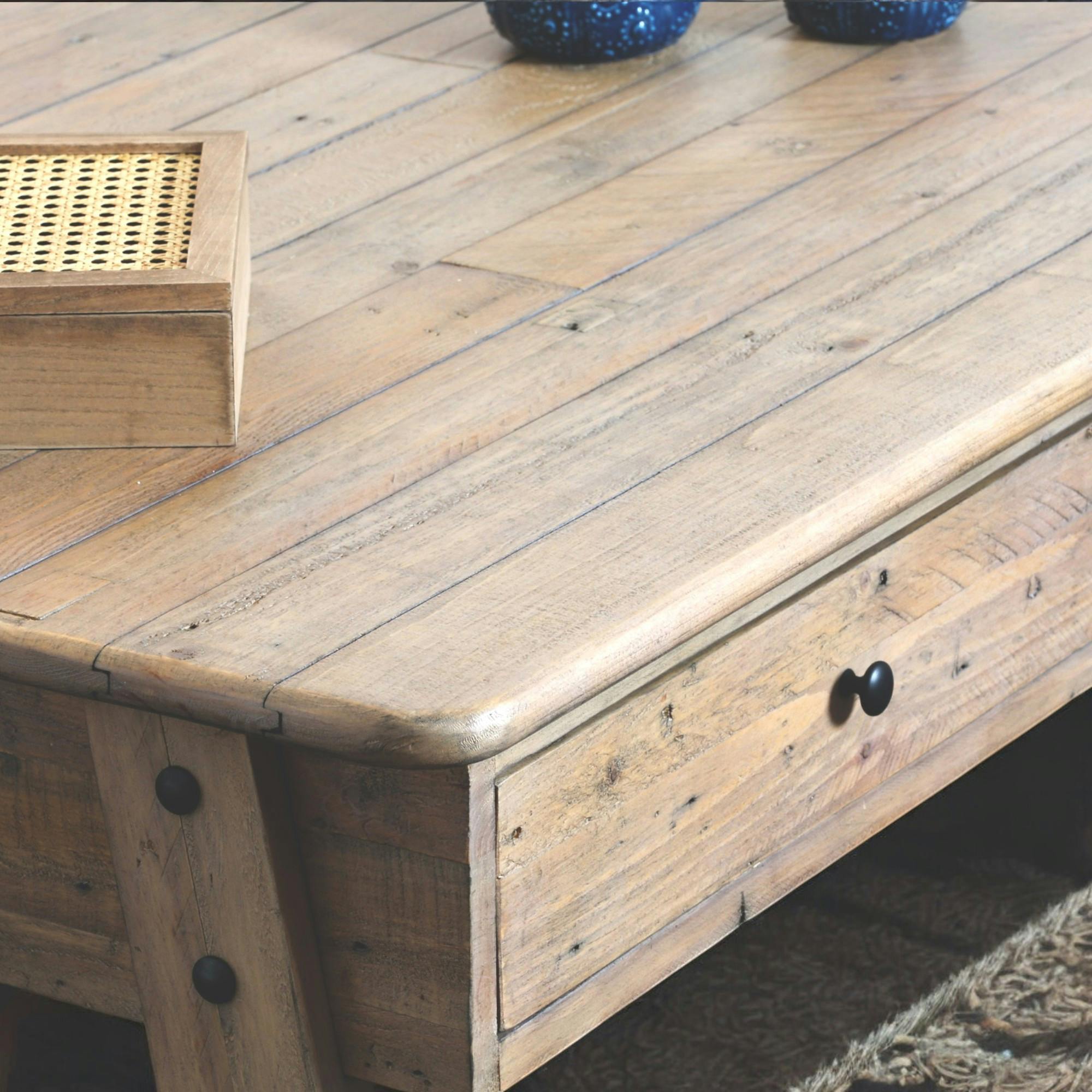 Table basse en bois recyclé avec tiroirs SALERNE