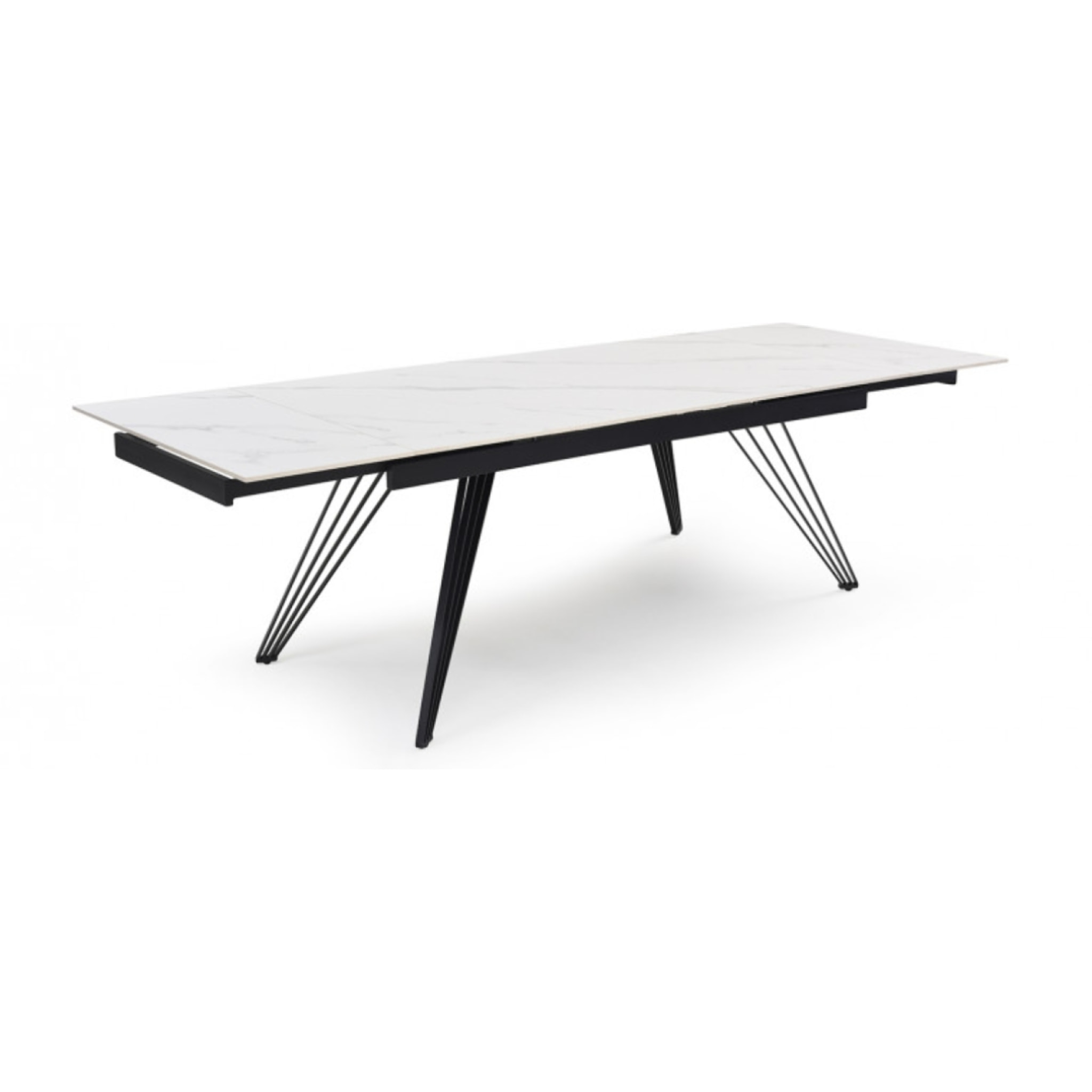 Table extensible en céramique marbre blanc L160/240cm - 9 piètements - UNIK