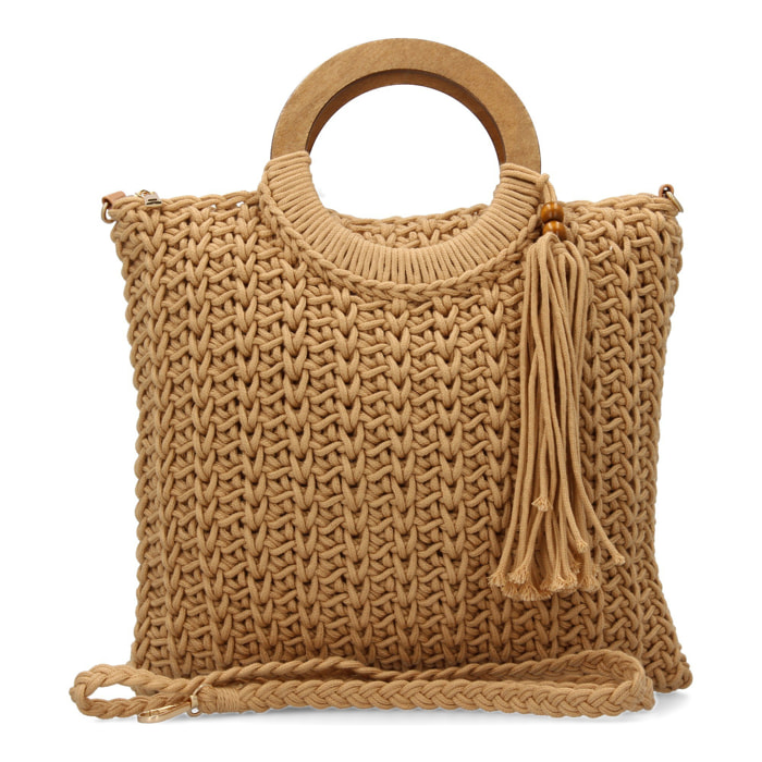 Bolso de hombro para mujer, diseño moderno con adorno de flecos