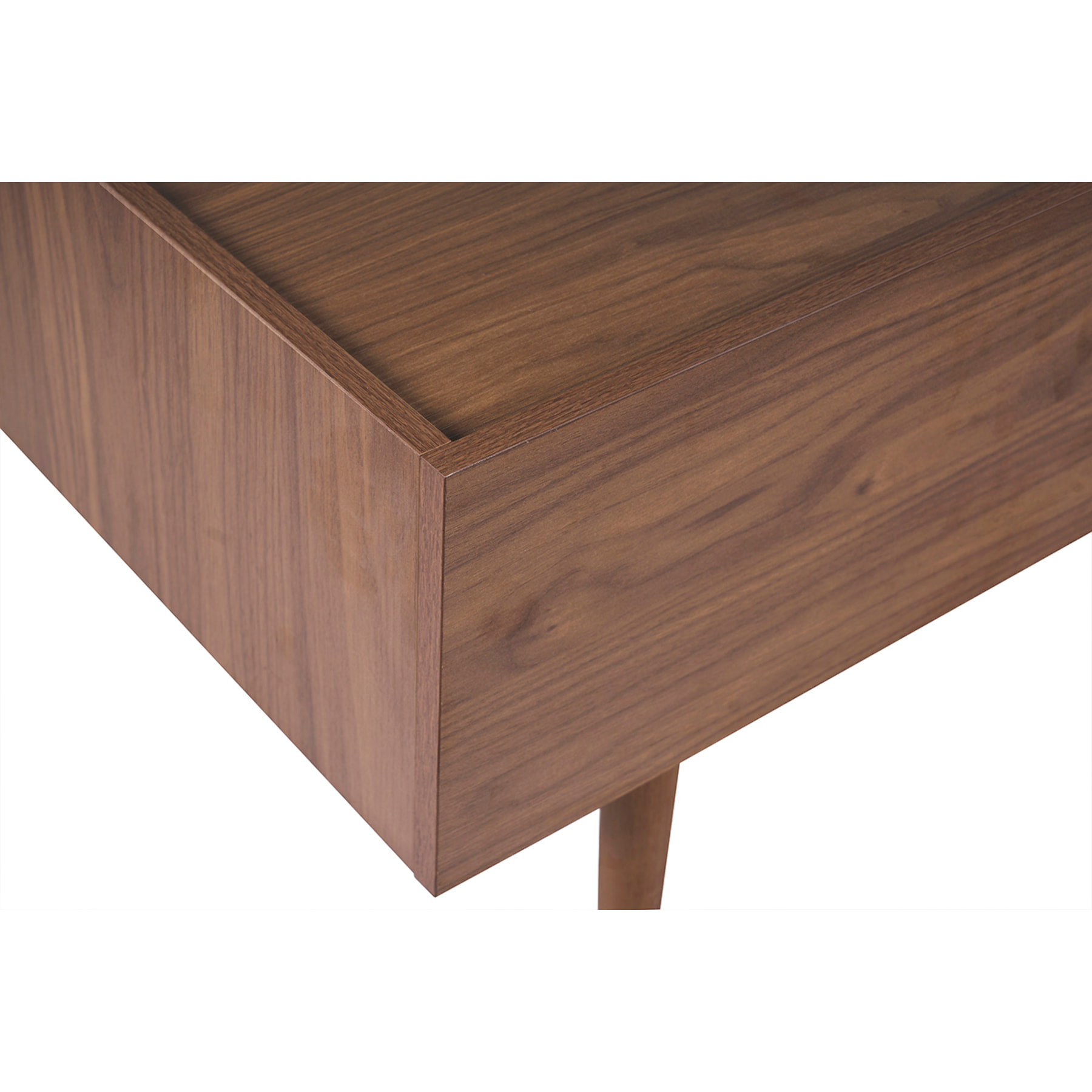 Table basse rectangulaire avec rangements 2 tiroirs finition bois foncé noyer L120 cm SANAA