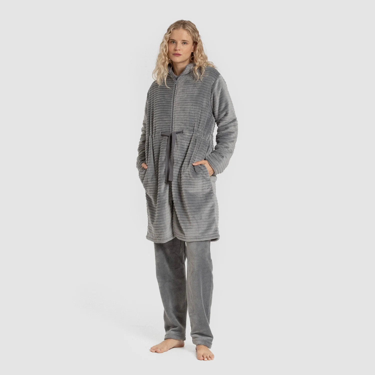 Bata terciopelo Raya Cremallera Índigo