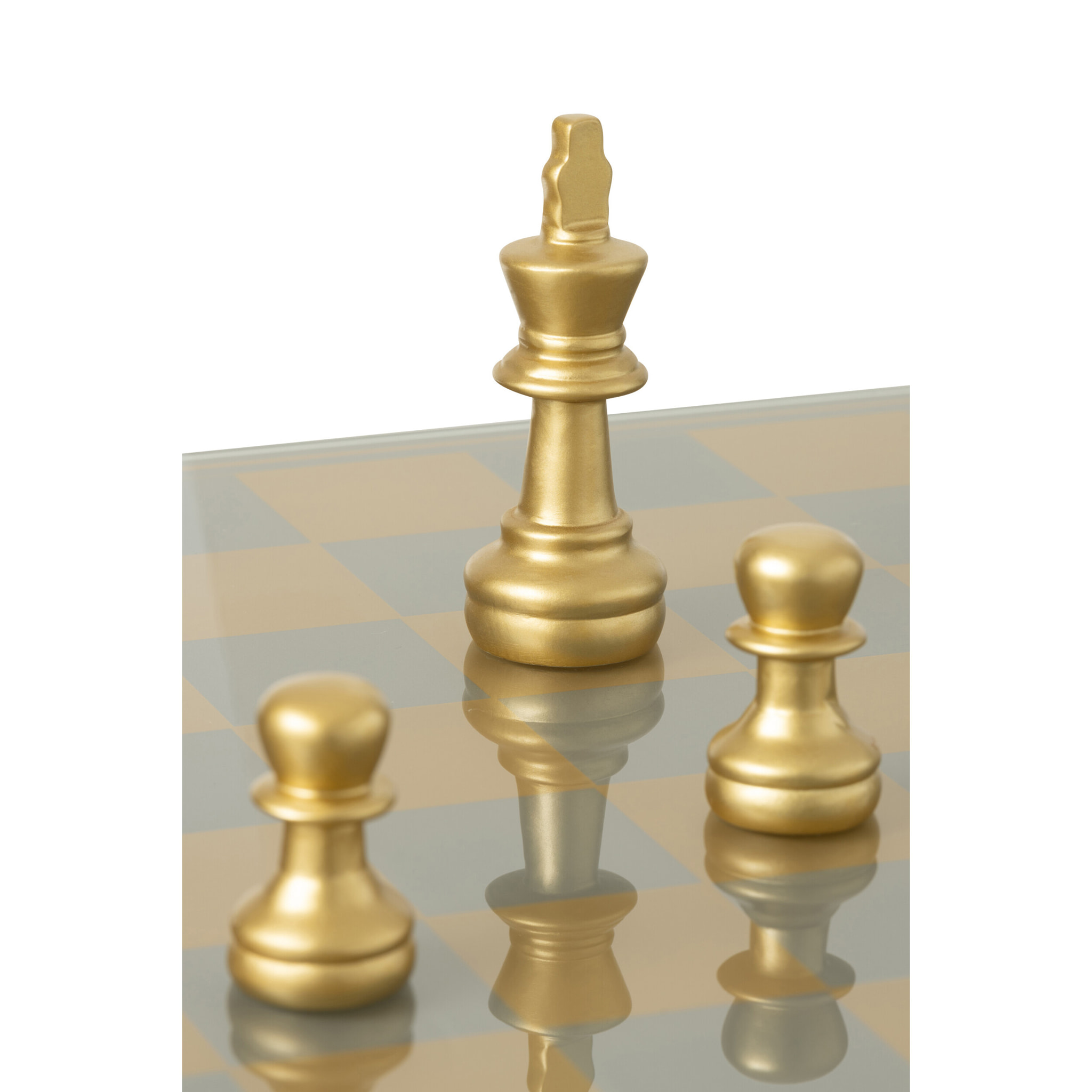 J-Line décoration plateau jeu d’échecs - polyrésine - or