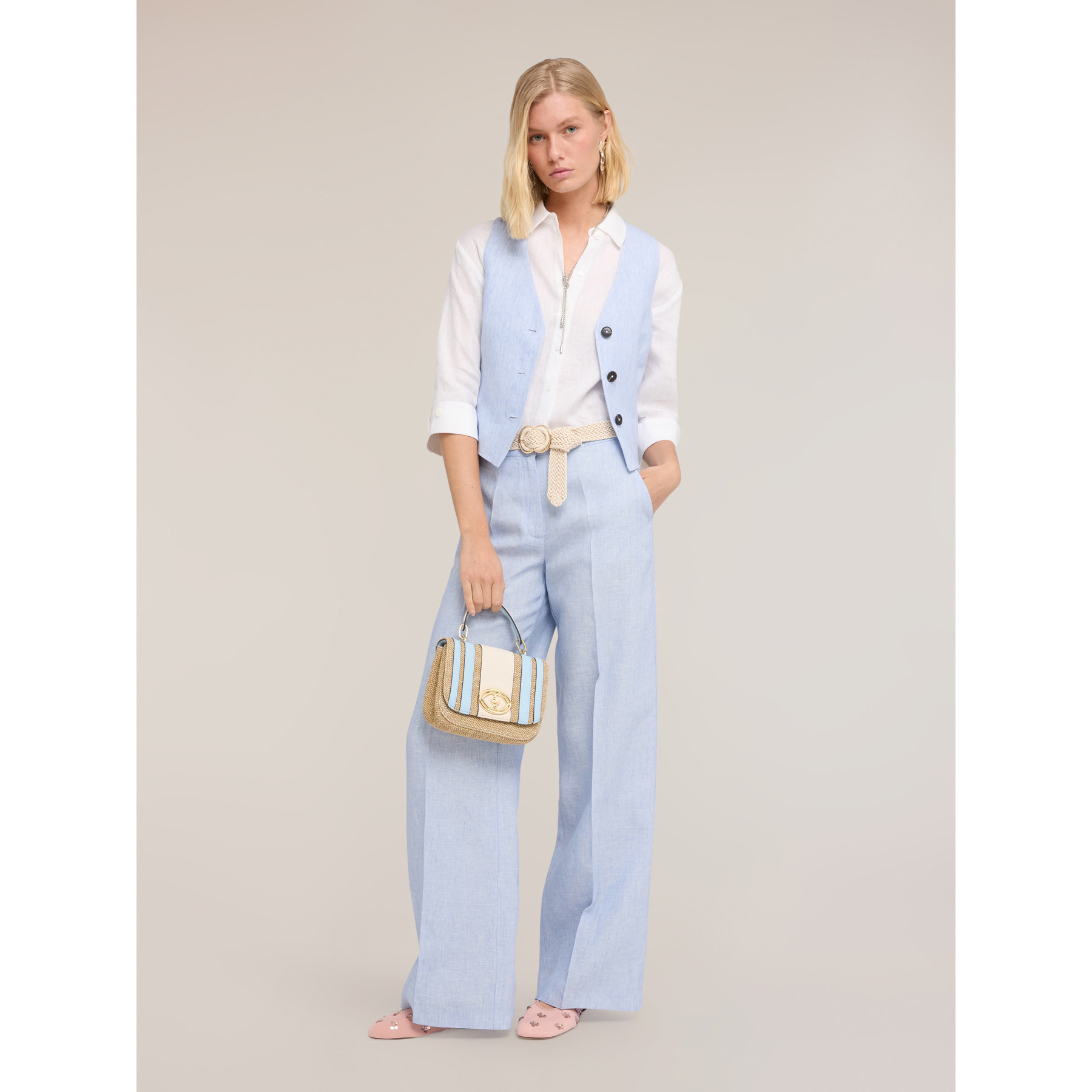 Motivi - Chaleco sastre de lino - Light - blue