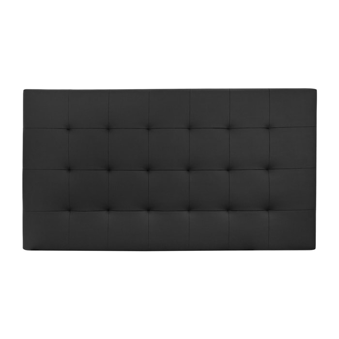 Tête de lit rembourrée en similicuir avec plis en noir de différentes tailles