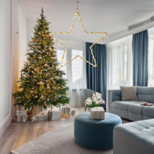 estrellla luminosa de metal dorado con 120 luces led 30x0,5x30cm