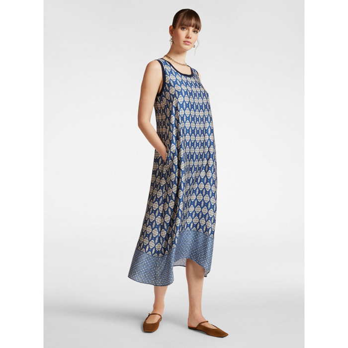 Elena Mirò - Vestido estampado étnico - Azul