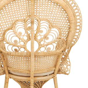 Fauteuil en rotin naturel et coussin blanc - Eloa