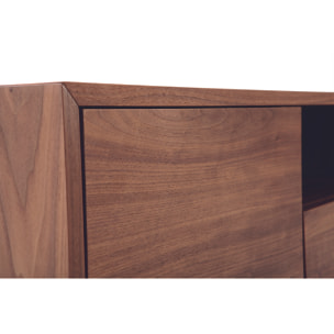 Meuble TV vintage en bois foncé niche ouverte L160 cm MANNY