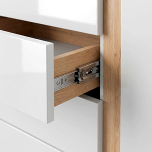 Mobile Comò Cassettiera Anta Design Moderno Ripiano Per Abiti Biancheria Camera Da Letto Cameretta Salvaspazio 138.2 x 90.5 x 40 Cm Bianco E Rovere