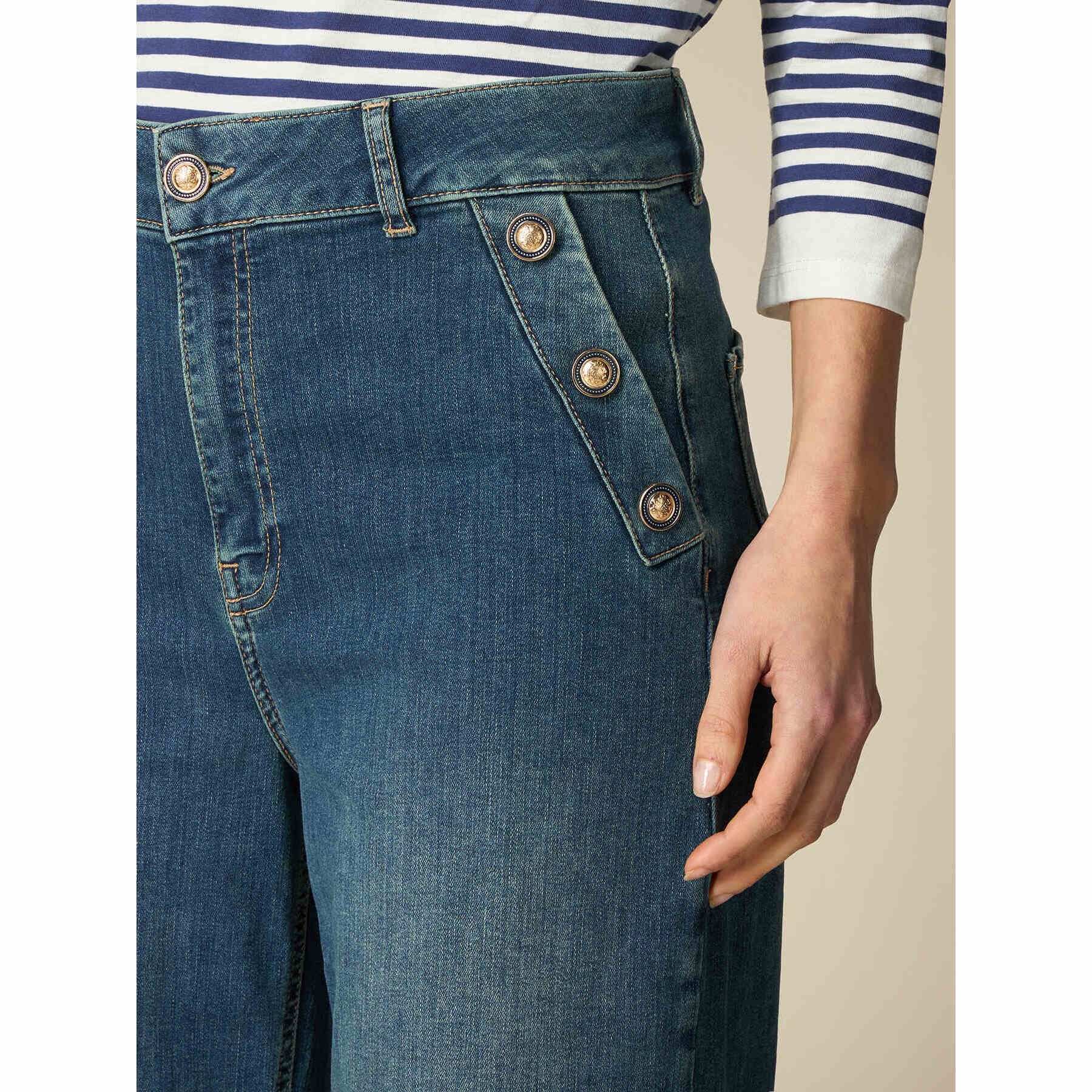 Oltre - Vaqueros wide cropped eco-friendly - Azul